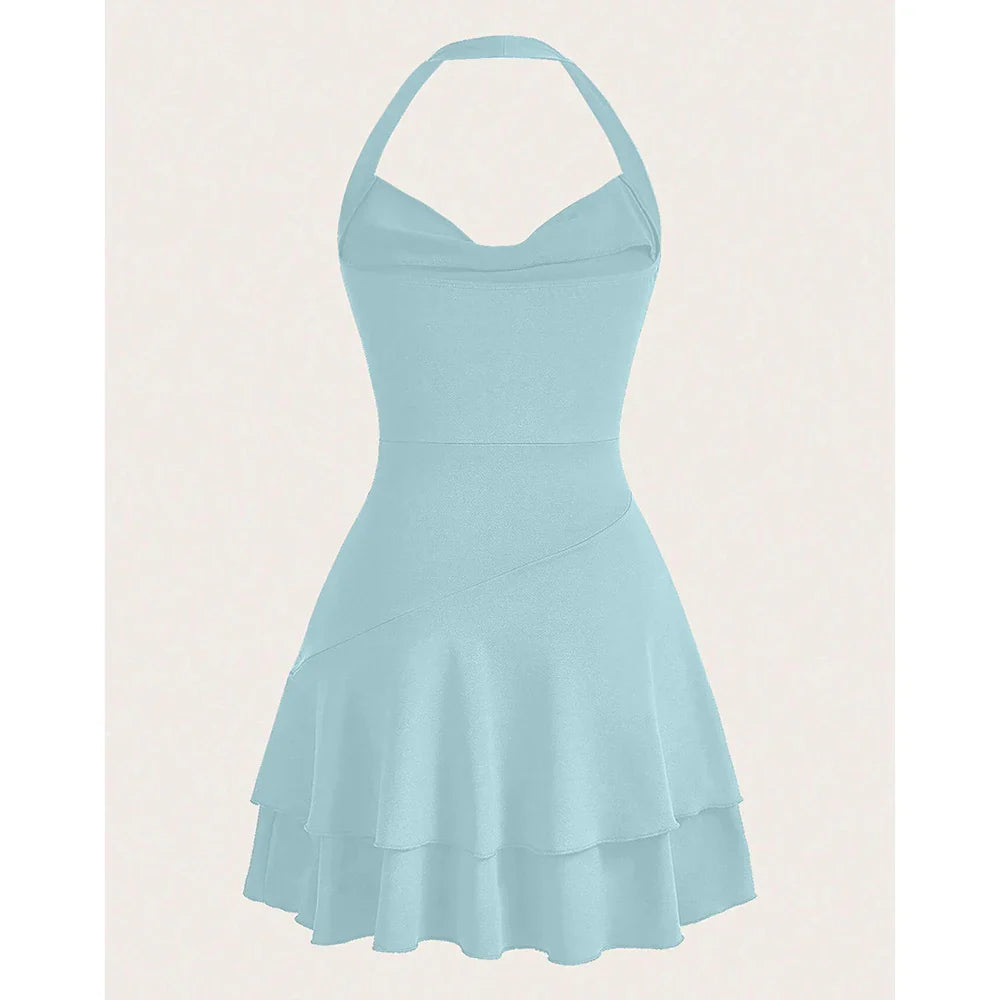 שמלת מיני מלמלה מדורגת גב פתוח - Ashly