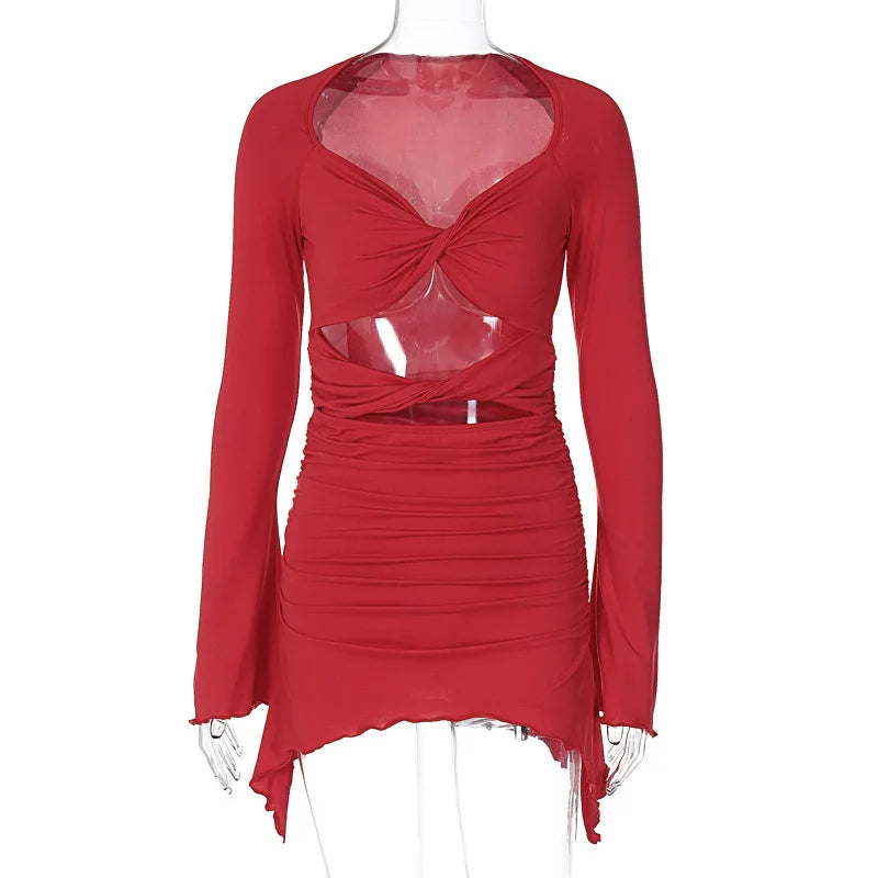 שמלת מיני בעיצוב אסימטרי ופתחים - LOLITA