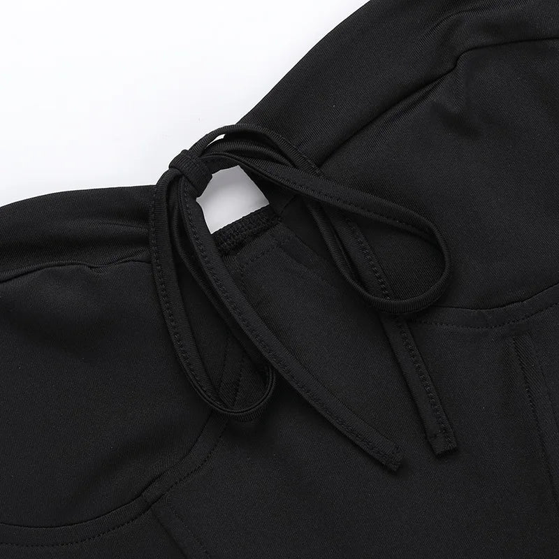 שמלת מיני סטרפלס בעיטור קשירה בחזה - Ainara