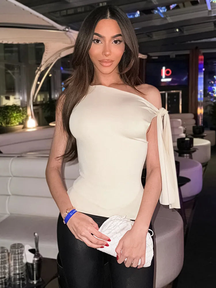 חולצה אלגנטית בעיצוב קשירה בכתף - האריס