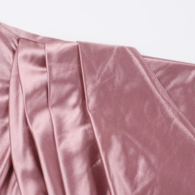 שמלת מקסי סאטן אלגנטית בעיצוב שסע - רוזה