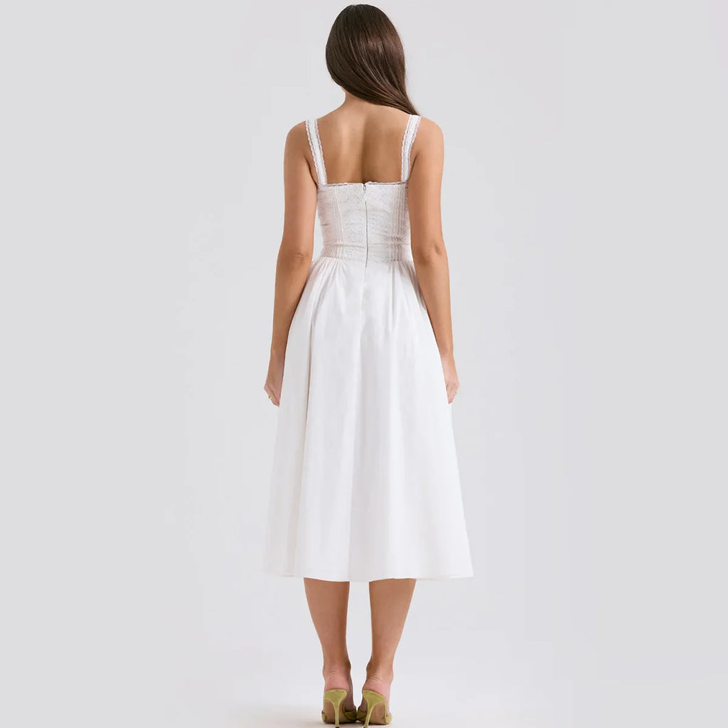 שמלת מידי סטייל כפרי בגזרת A בעיצוב קשירה - SUNRISE