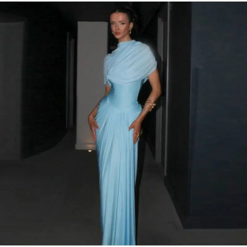 שמלת מקסי יוקרתית בעיצוב קיפולים - אמנדה