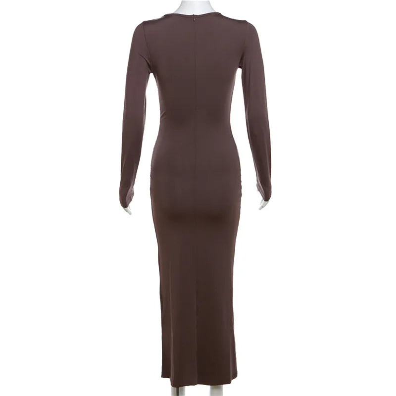 שמלת מקסי צמודה מחטבת - נועה