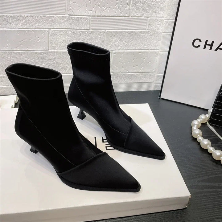Silk satin pointed toe boots - Liran