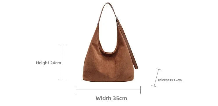 Suede bag with retro design