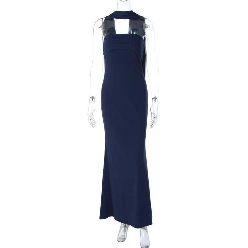 Strapless maxi dress with scarf decoration - MAROM