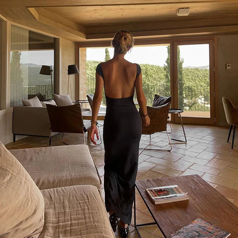 שמלת מקסי צמודה גב פתוח - Elia