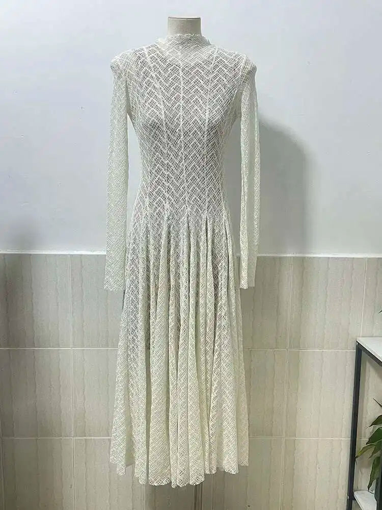 שמלת מקסי ערב יוקרתית בעיצוב ארוג בגזרת A - ליבי