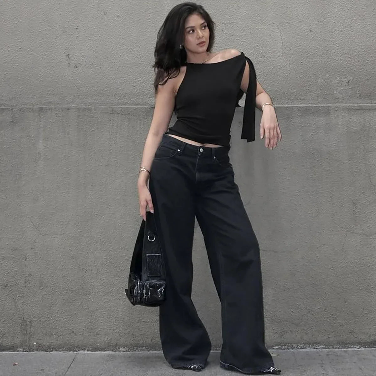 חולצה אלגנטית בעיצוב קשירה בכתף - האריס