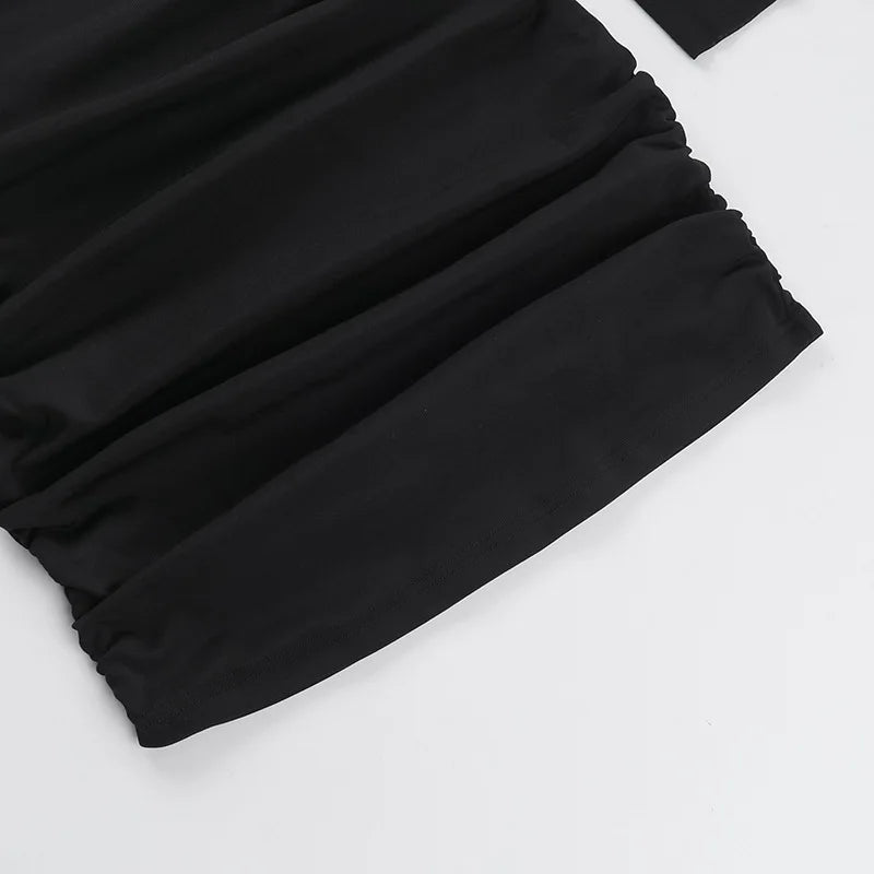 שמלת מיני רשת בעיצוב כיווצים - באקי