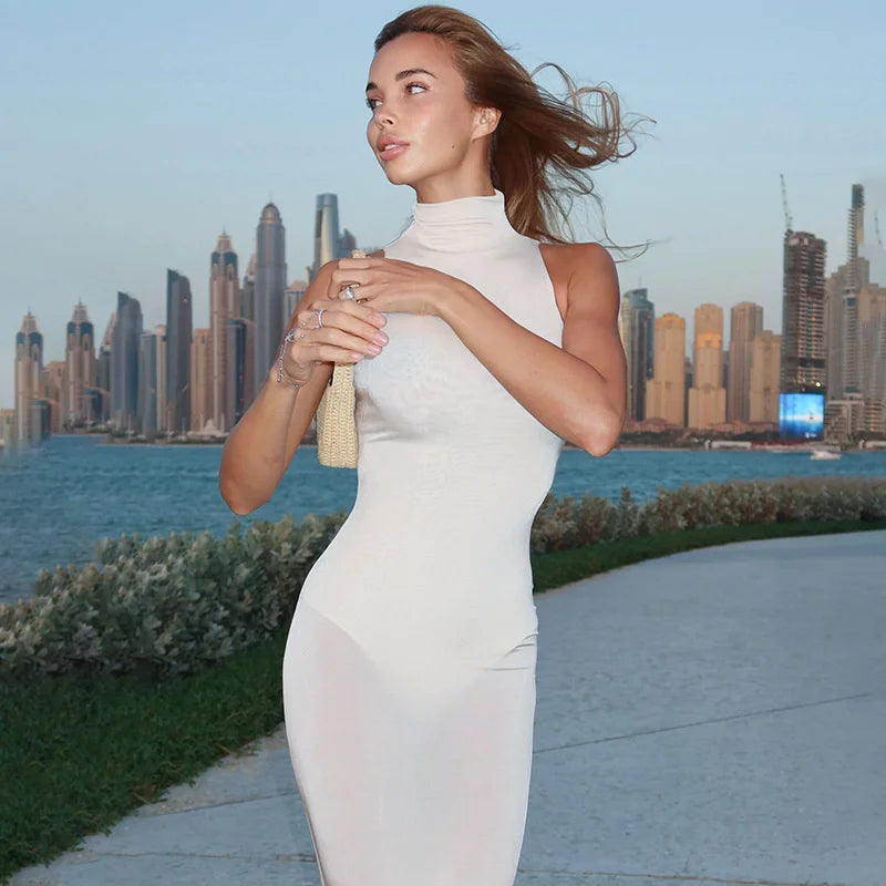 שמלת מקסי גולף בעיצוב שיפון ובגד גוף - יהב