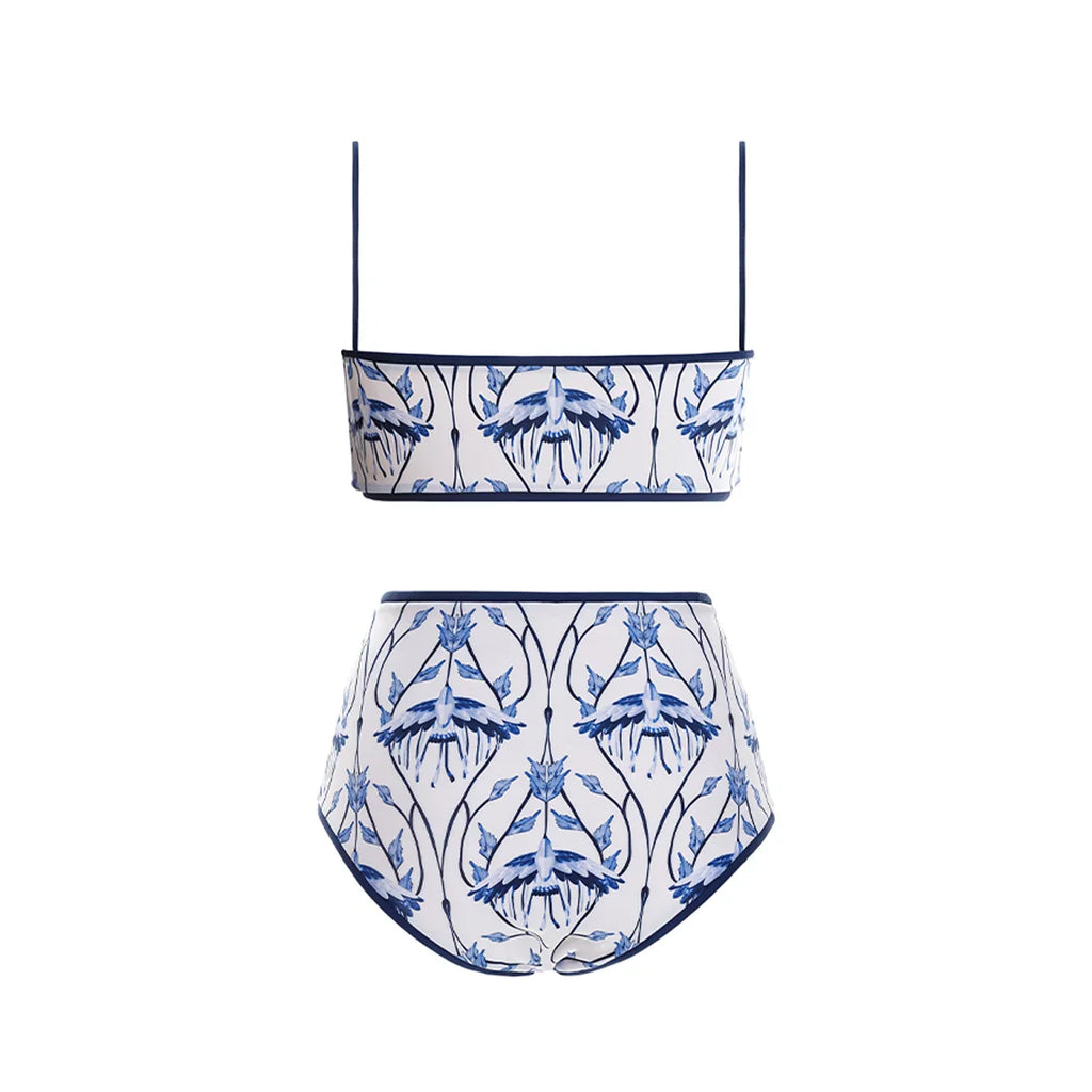 ביקיני חזיית קשירה תחתון גבוהה בהדפס מיוחד - גרייס