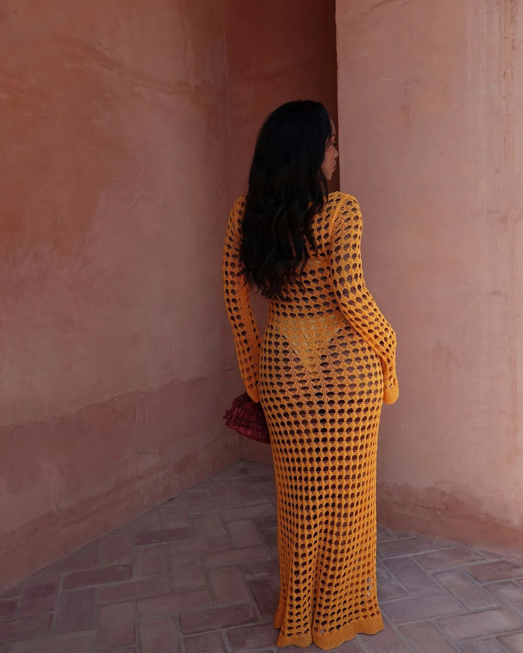 שמלת מקסי חוף רשת  - סול