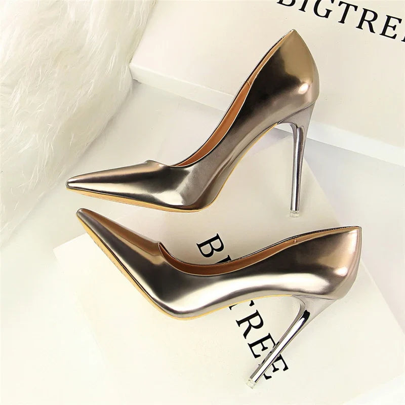 Shiny high heel shoes in various heights - Hailey