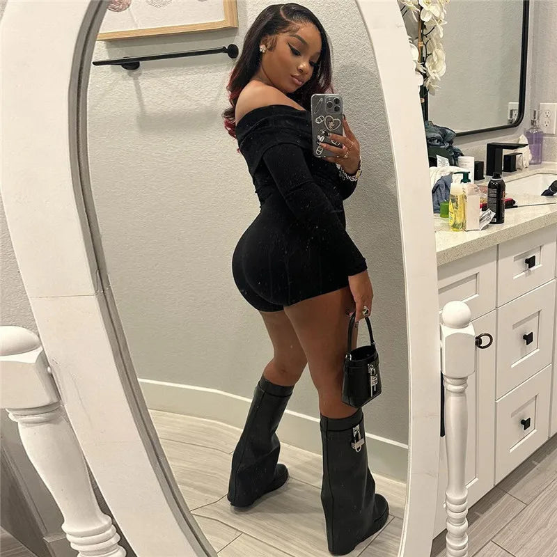 חליפת חלק אחד סרוגה כתפיים חשופות - מיי