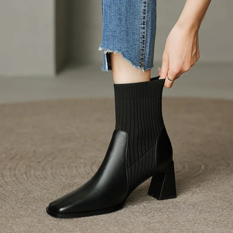 Leatherette boots with high heels - Dahlia