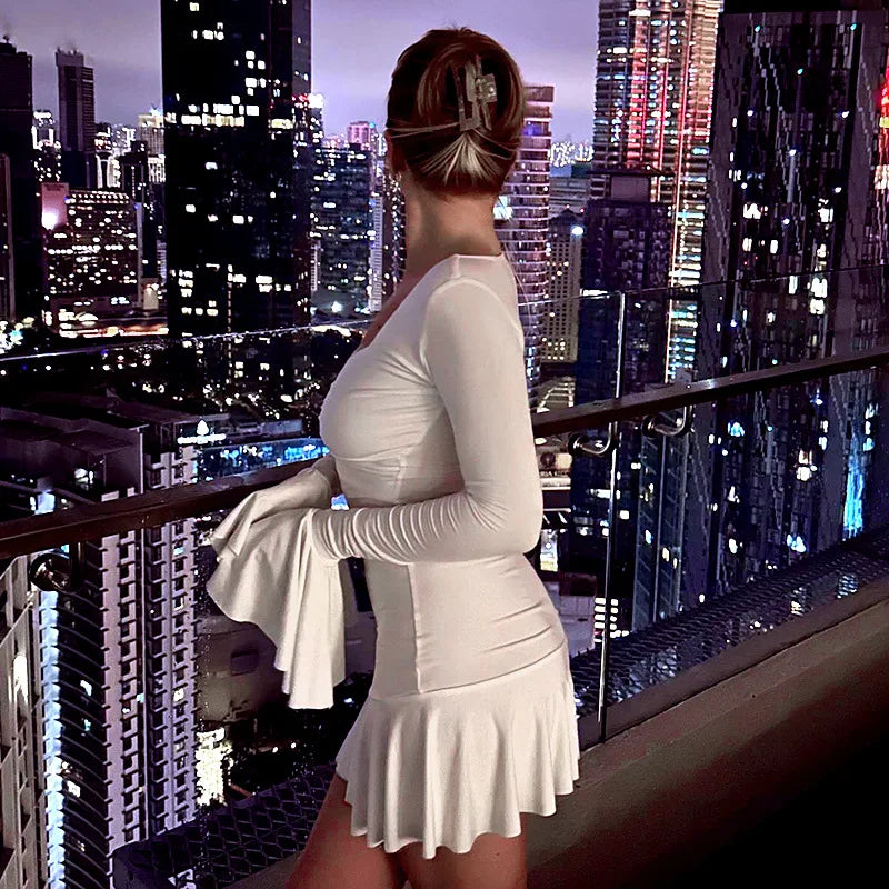 שמלת מיני מלמלה שרוולי פעמון - דוריה