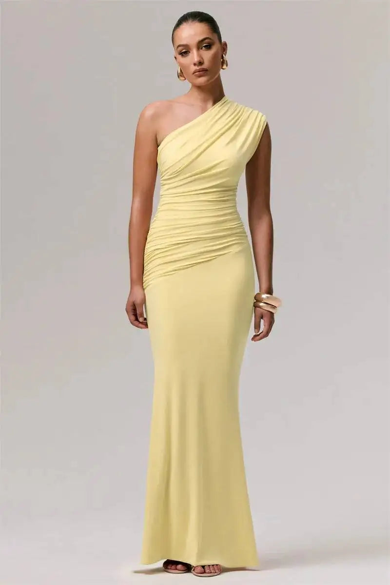 Elegant one-shoulder maxi dress - Jeska