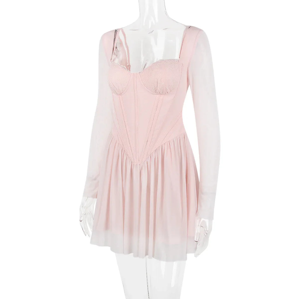 שמלת מיני שיפון בעיצוב מחוך - ROSIE