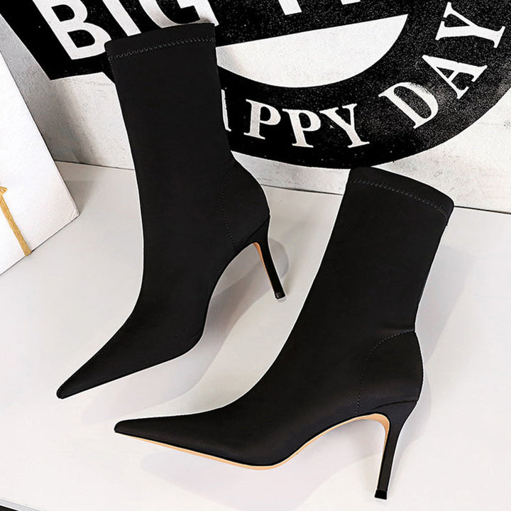 Silk Pointed Heel Boots - Chloé