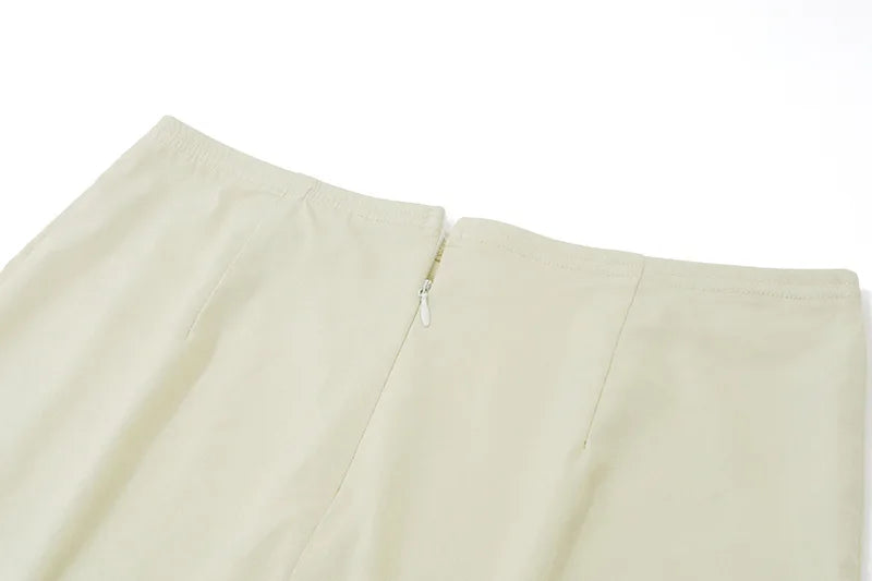 סט שני חלקים מחוך סטרפלס סגירת סיכות וחצאית מיני צמודה - Belen