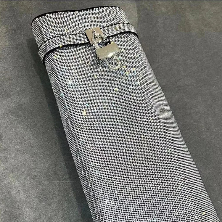 High heel boots with glittering rhinestones and a lock - Bailey