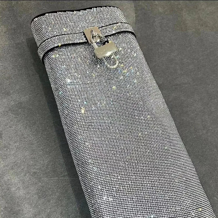 High heel boots with glittering rhinestones and a lock - Bailey