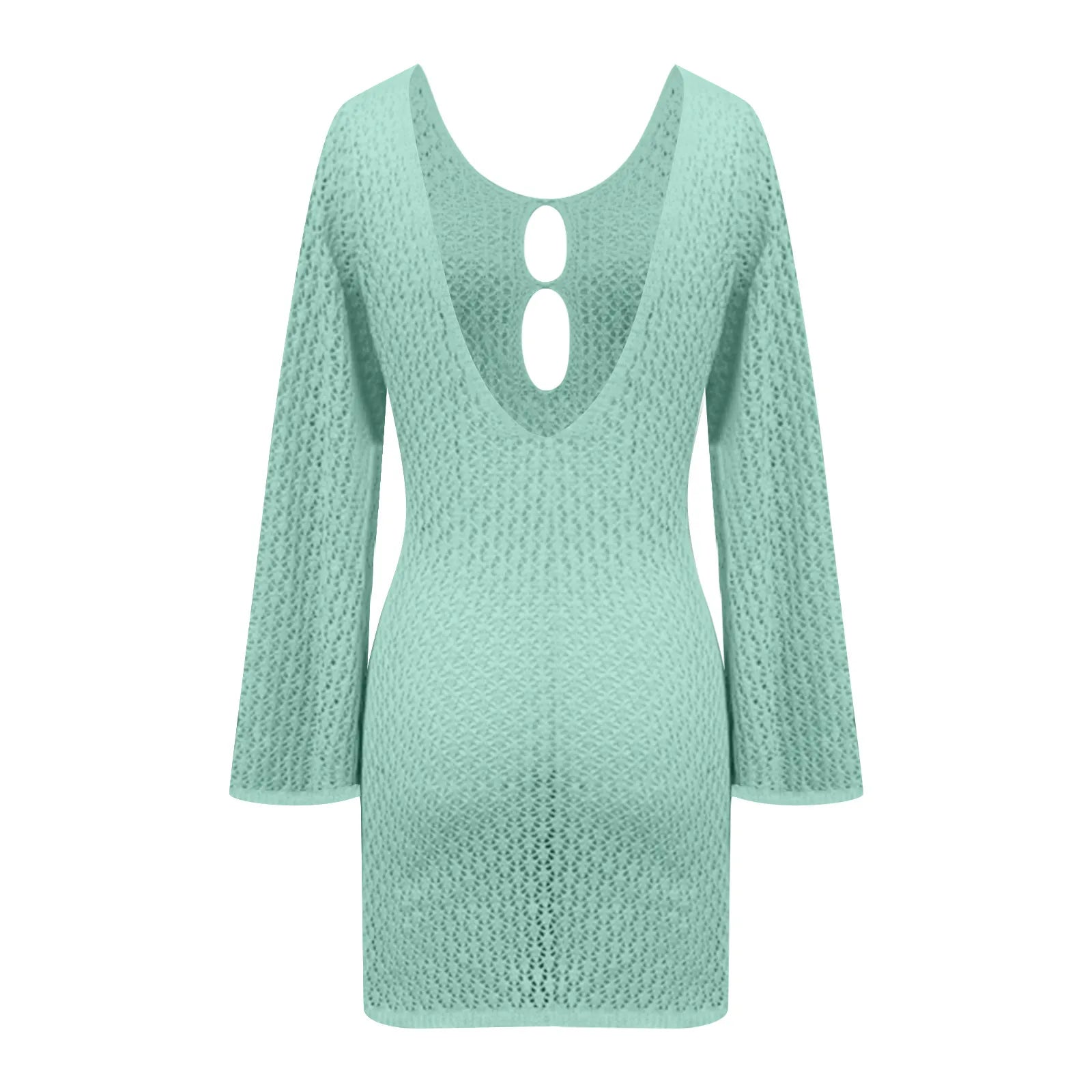 שמלת מיני חוף סרוגה גב פתוח  - Keira