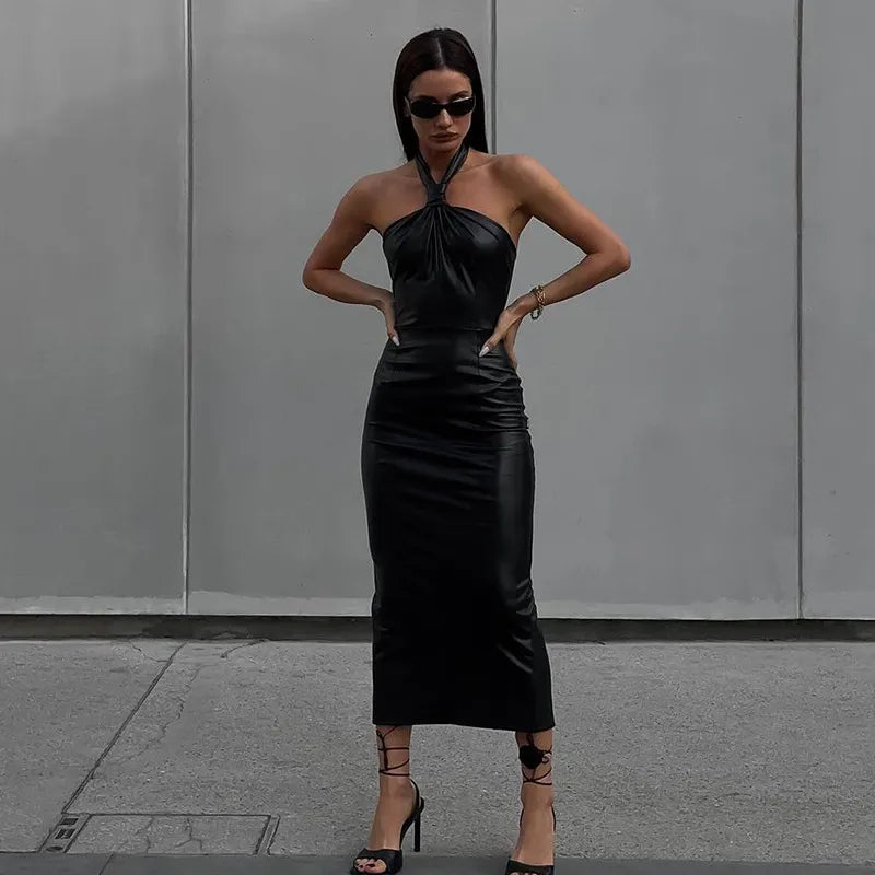 שמלת מידי דמוי עור - ג'קי