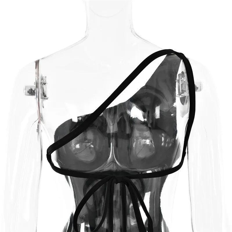 שמלת מקסי בעיצוב כתפייה אחת גב פתוח ושסע - מלינה