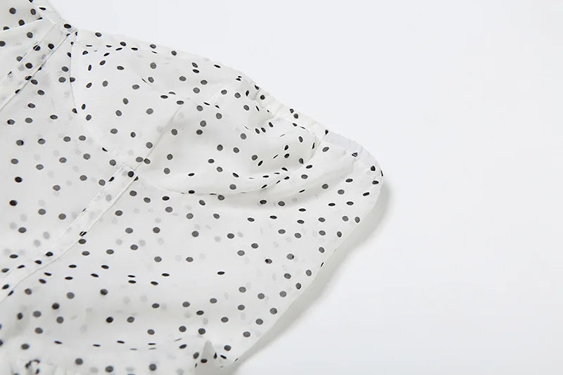 שמלת מיני סטרפלס מלמלה בעיצוב מחוך בעיטור נקודות וצעיף תואם - מיליה