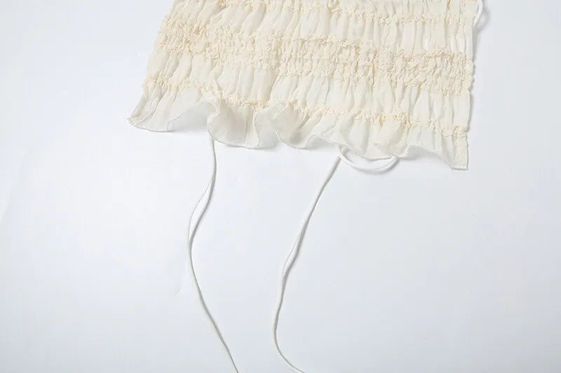 סט שני חלקים בעיצוב שיפון וכיווצים טופ קשירה וחצאית מקסי - אורורה