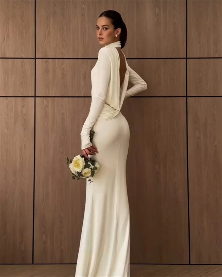 Elegant open back halter maxi dress - LARIAN