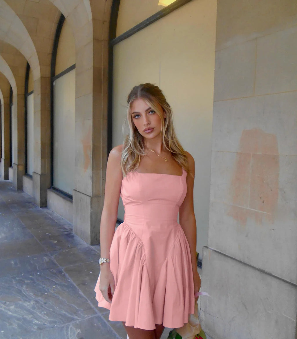 שמלת מיני בגזרת A קשירת פפיון מאחורה - לינדה