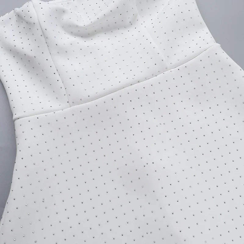 שמלת מיני סטרפלס בעיטור זרקונים מנצנצים - Londyn