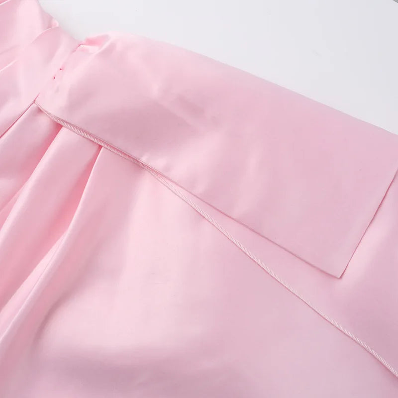 שמלת מיני סטרפלס סאטן בעיטור שובל - מגי