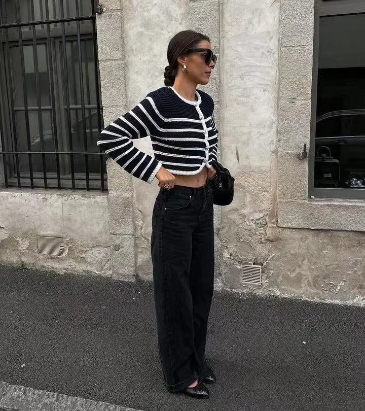 קרדיגן פסים בעיטור כפתורים - פריז