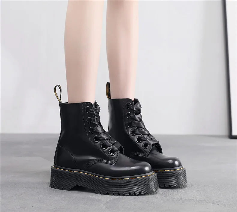 Satin lace-up leather boots - Winnie
