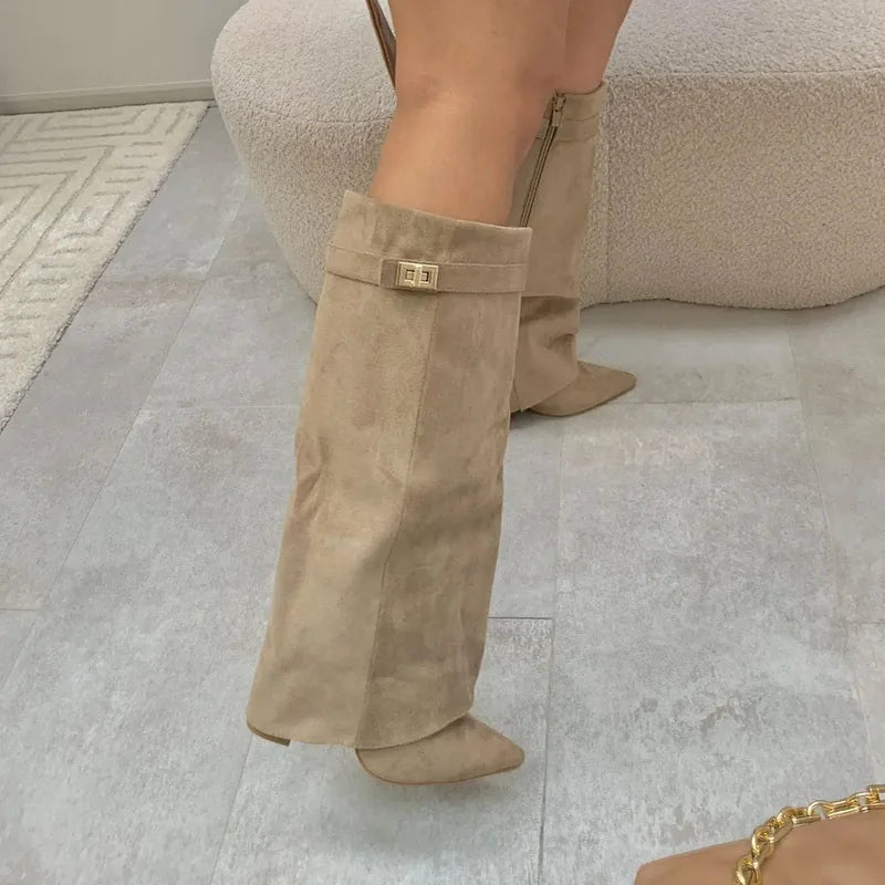 High heel boots in suede/leatherette design - Phoebe