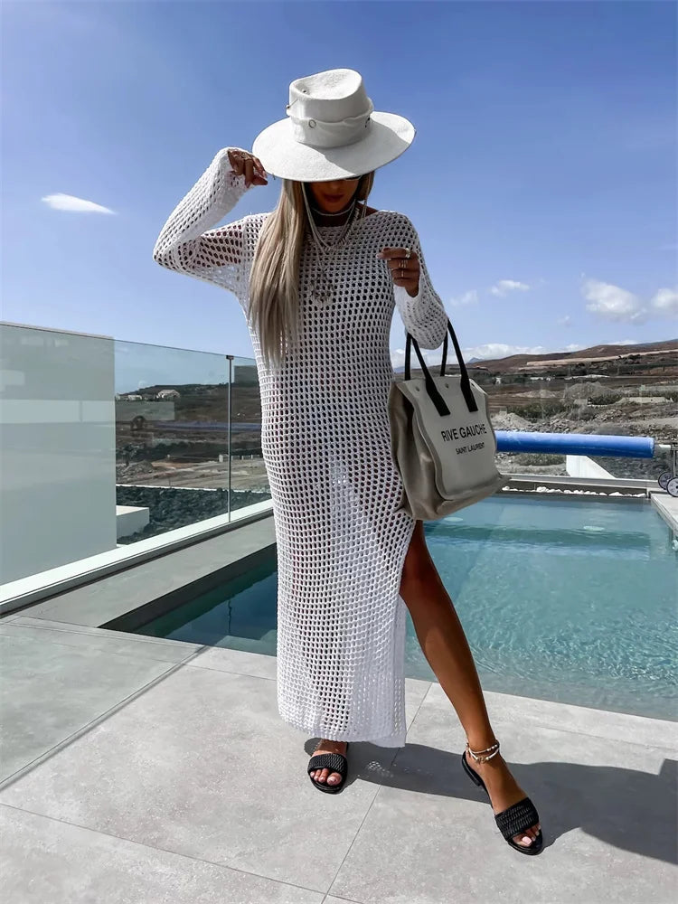 שמלת חוף רשת מקסי בעיצוב שסע - Miranda