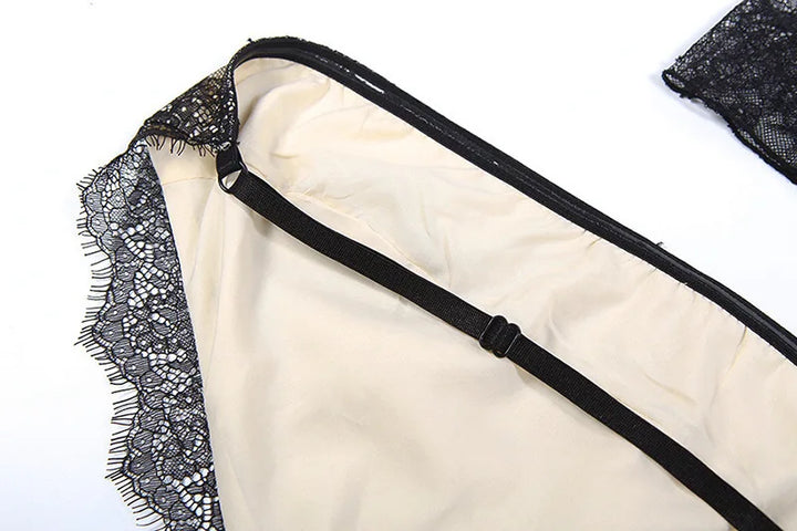 Strapless satin maxi dress in lace design with gloves and collar - GEE