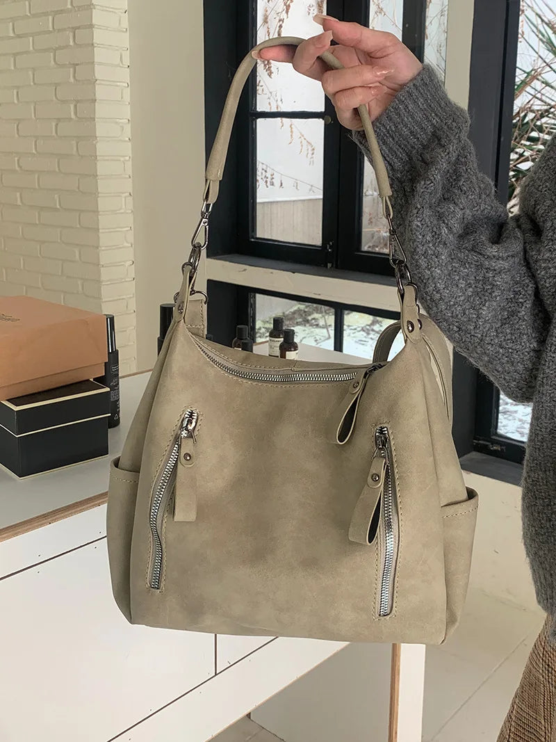 Bag with retro-style faux leather design