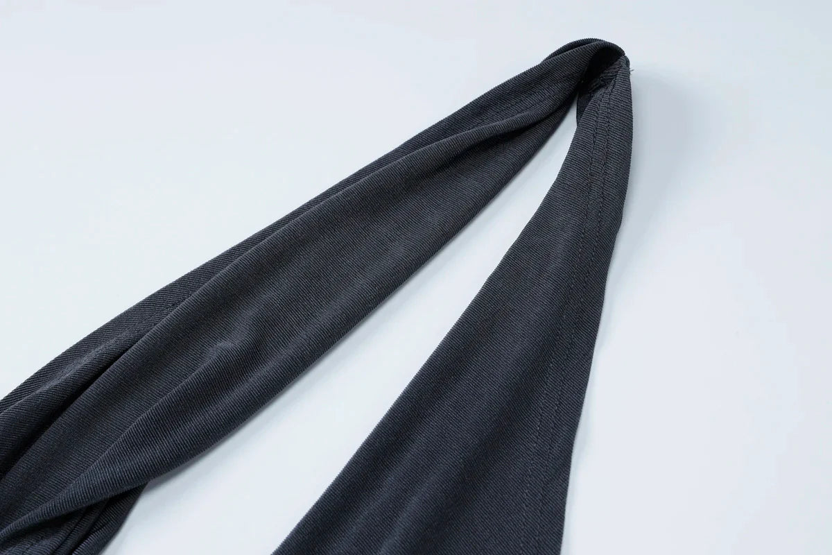 שמלת מקסי זמש סרוגה בעיצוב צווארון נופל וקשירה גב פתוח - תאלין