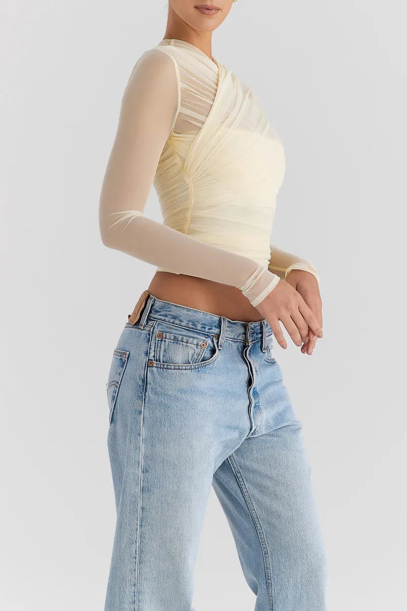 חולצת שיפון בעיצוב כיווצים - דורון