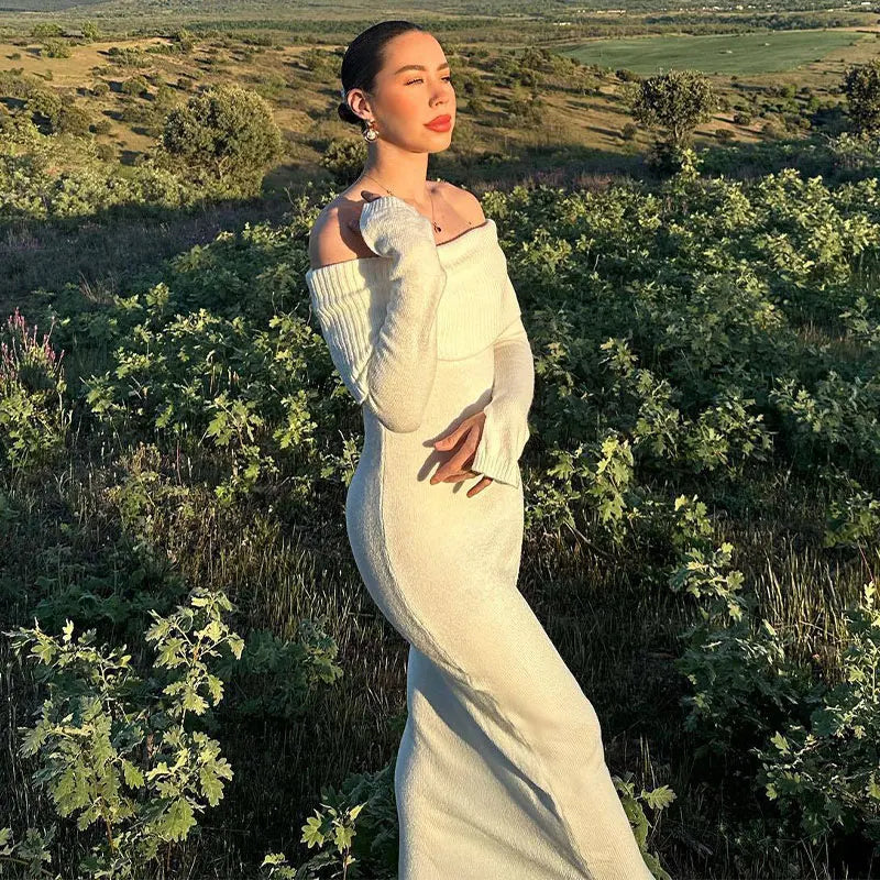 שמלת מידי סרוגה כתפיים חשופות - לירי