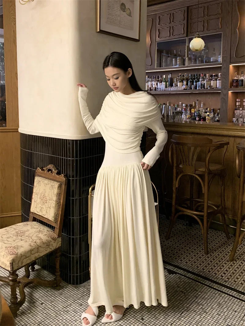 שמלת מקסי ערב בעיצוב קיפולים - שרה