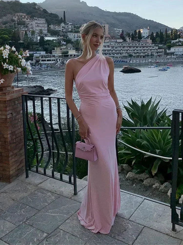 שמלת מקסי קשירה בגב - BABY PINK