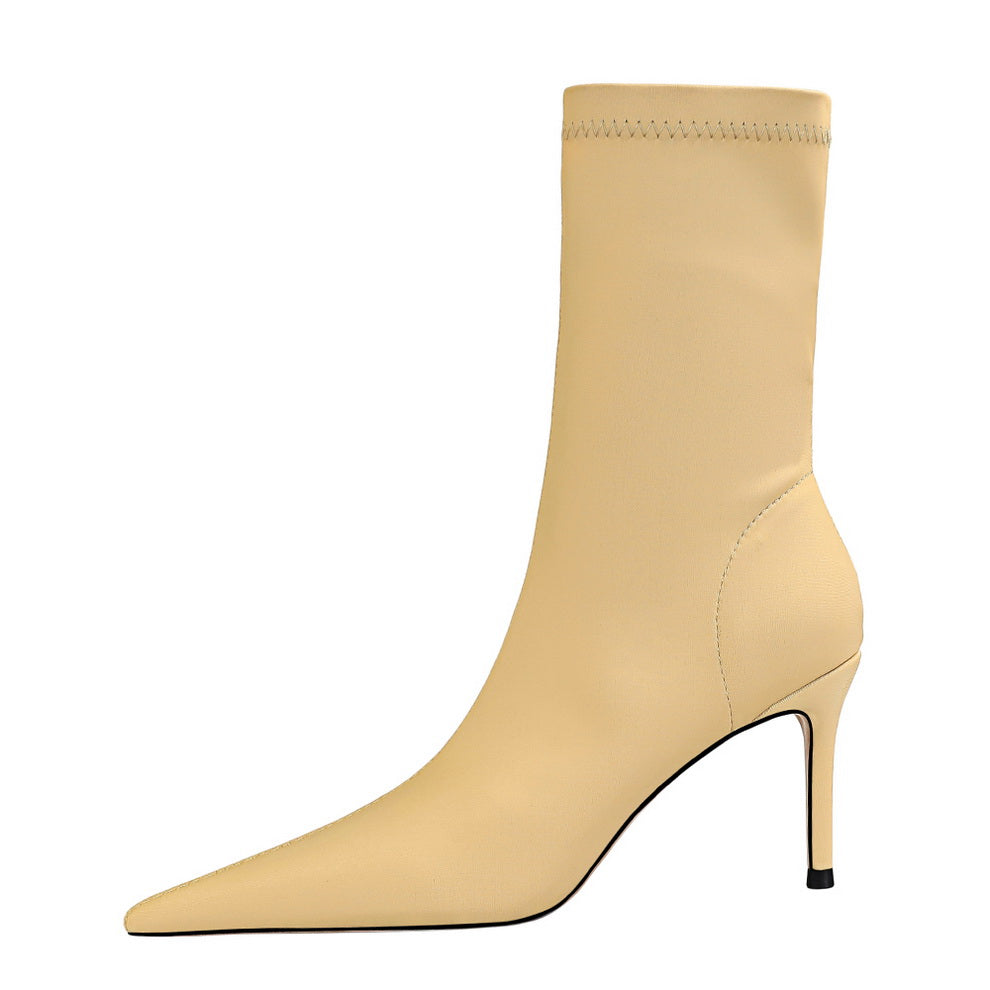 מגפי עקב שפיץ משי - קלואה