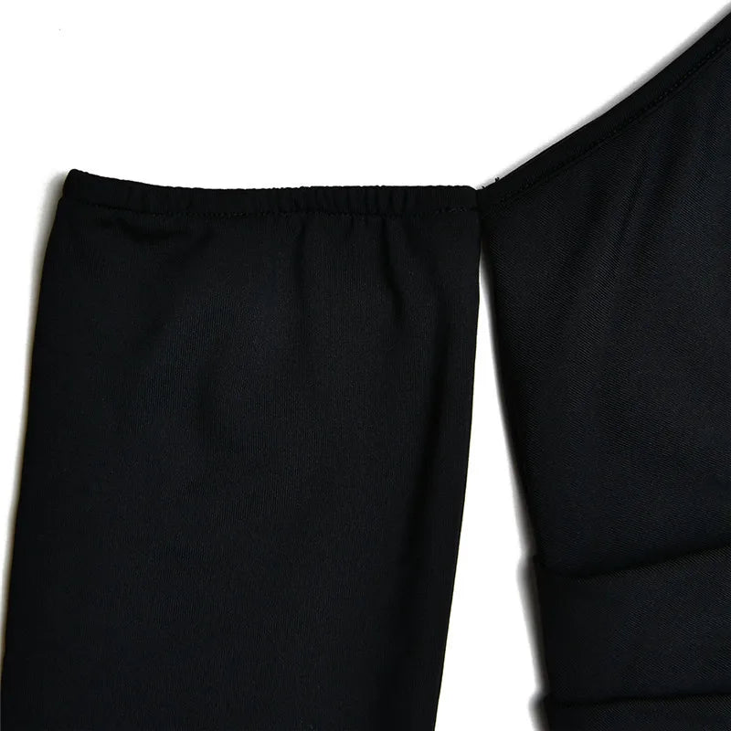 שמלת מקסי מלמלה בעיצוב שסע כתף חשופה - מלאניה